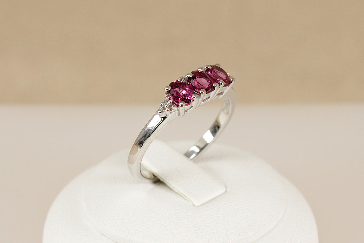 Silver Pink Tourmaline Trilogy Ring