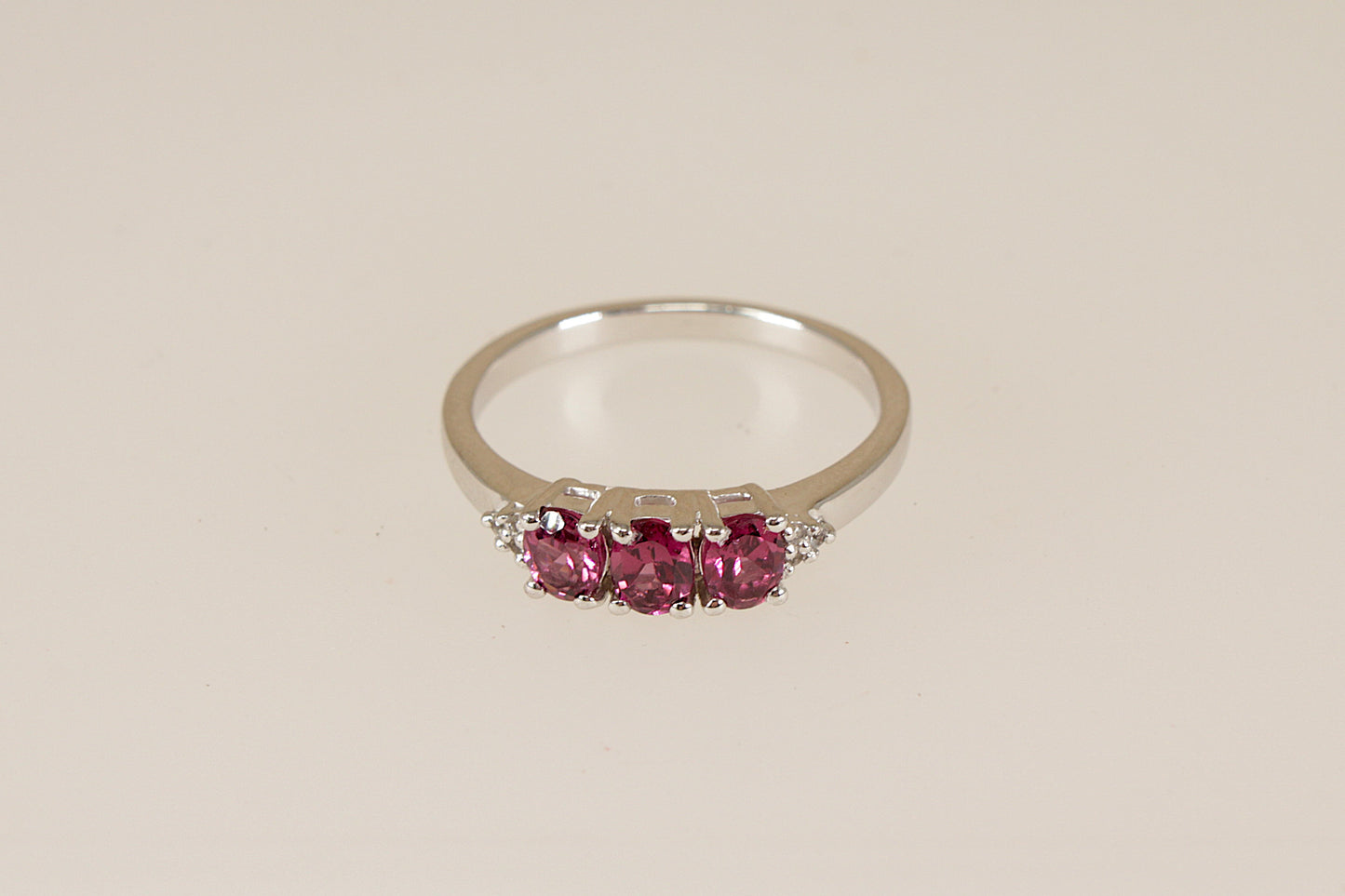Silver Pink Tourmaline Trilogy Ring