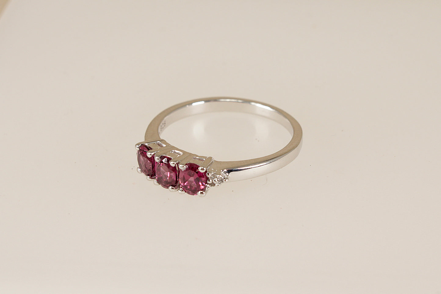 Silver Pink Tourmaline Trilogy Ring