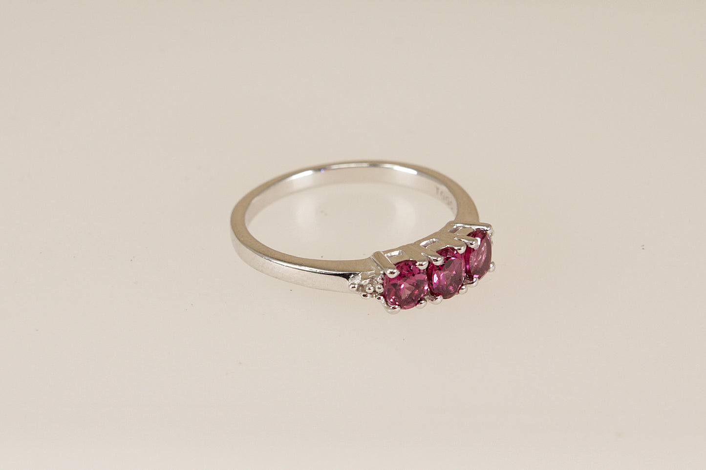 Silver Pink Tourmaline Trilogy Ring