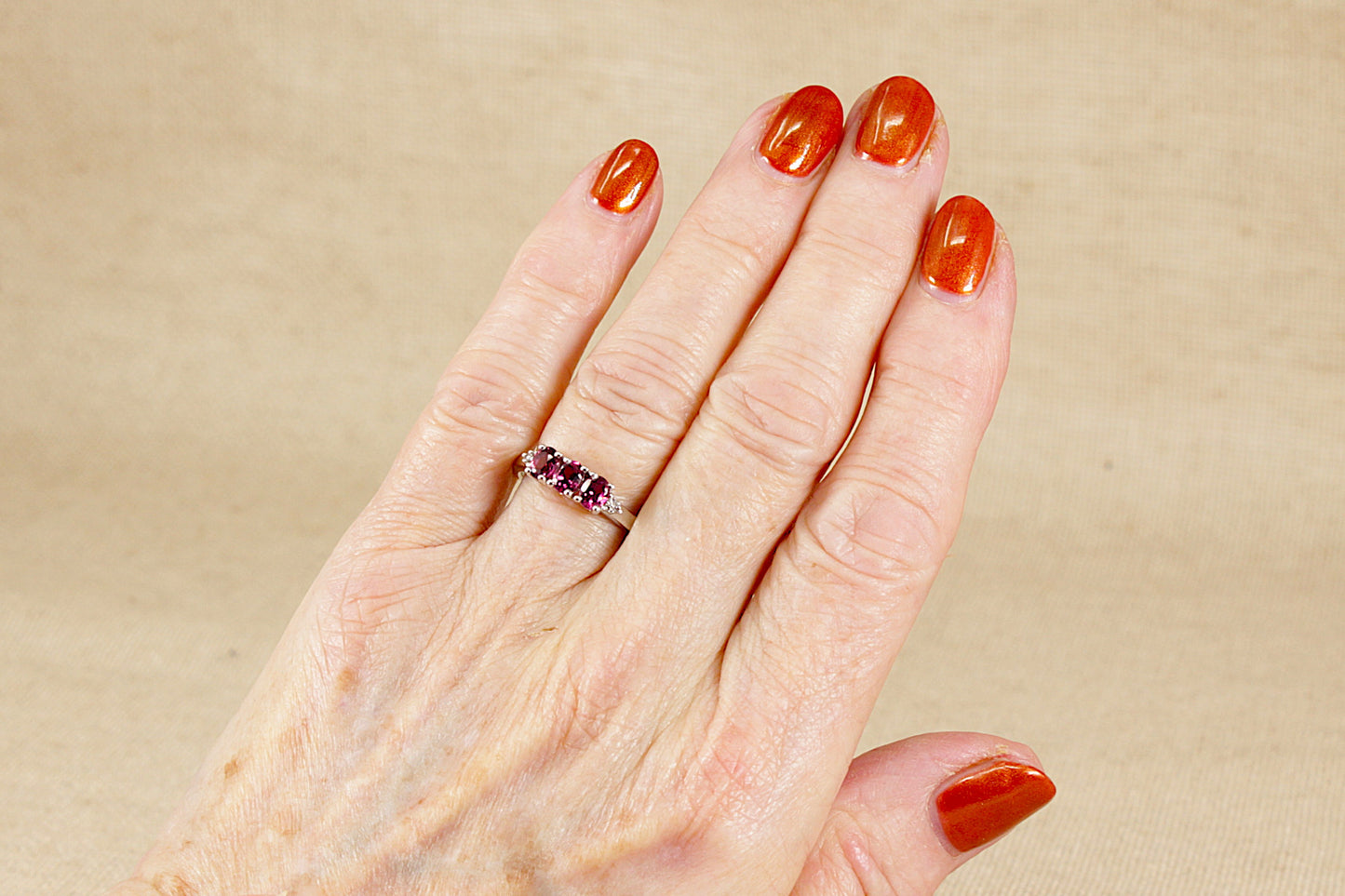 Silver Pink Tourmaline Trilogy Ring