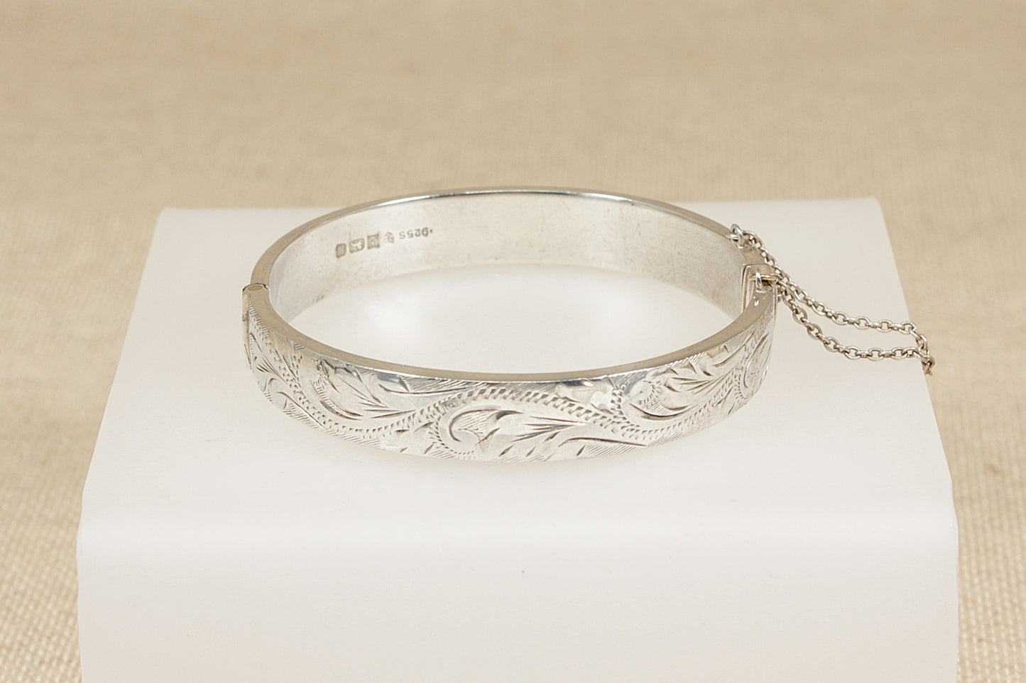 Vintage Silver Fully Etched Hinged Bangle