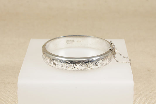 Vintage Silver Hinged Bangle