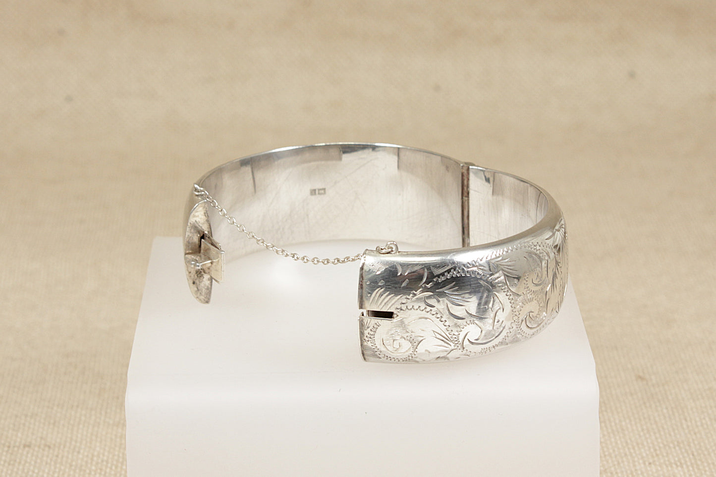 Vintage Silver Hinged Cuff Bangle