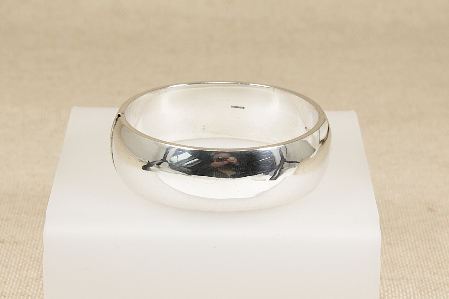 Large Silver Hinged Cuff Bangle