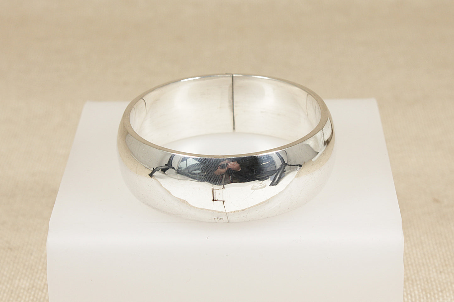 Large Silver Hinged Cuff Bangle