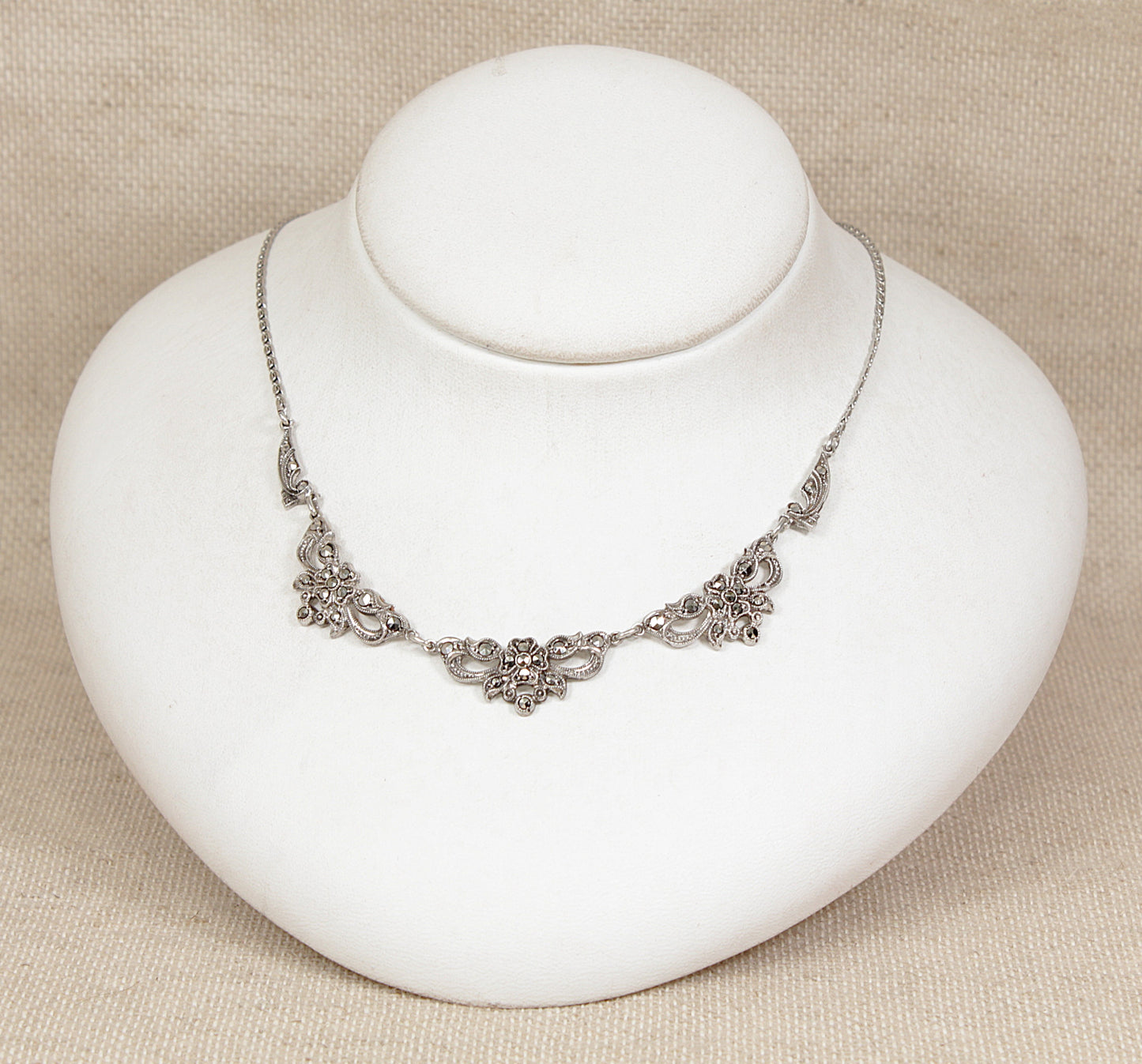 Vintage Swedish Silver Marcasite Necklace