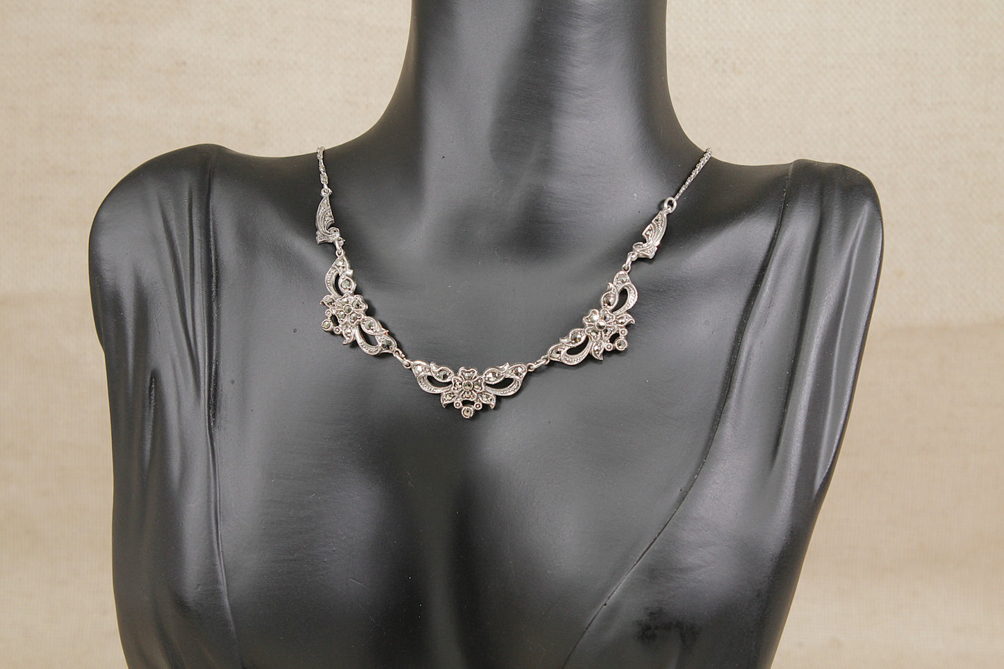 Vintage Swedish Silver Marcasite Necklace