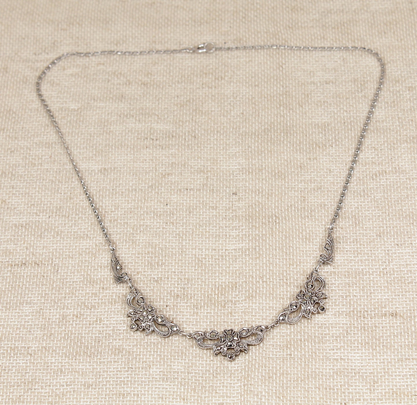 Vintage Swedish Silver Marcasite Necklace