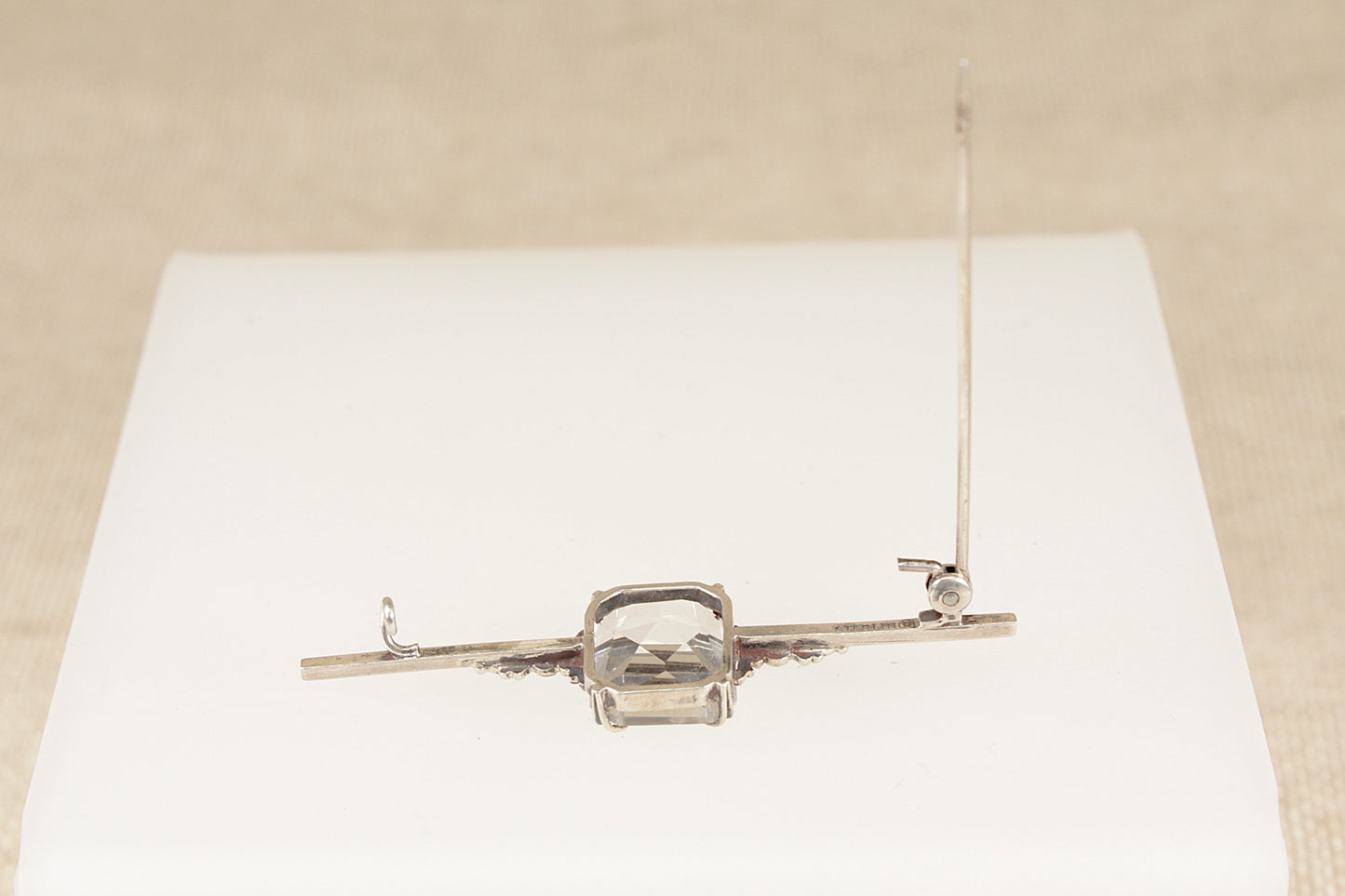 Edwardian Silver Rock Crystal Bar Brooch