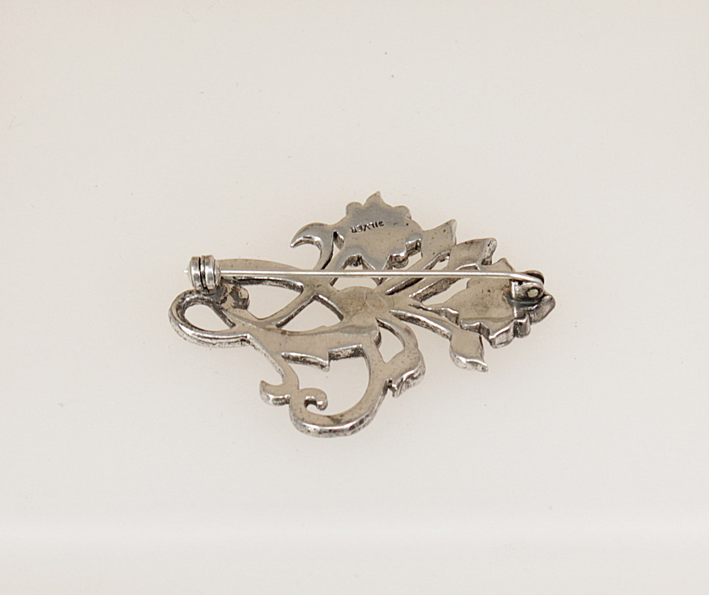 Bold Silver Marcasite ‘Whiplash’ Brooch