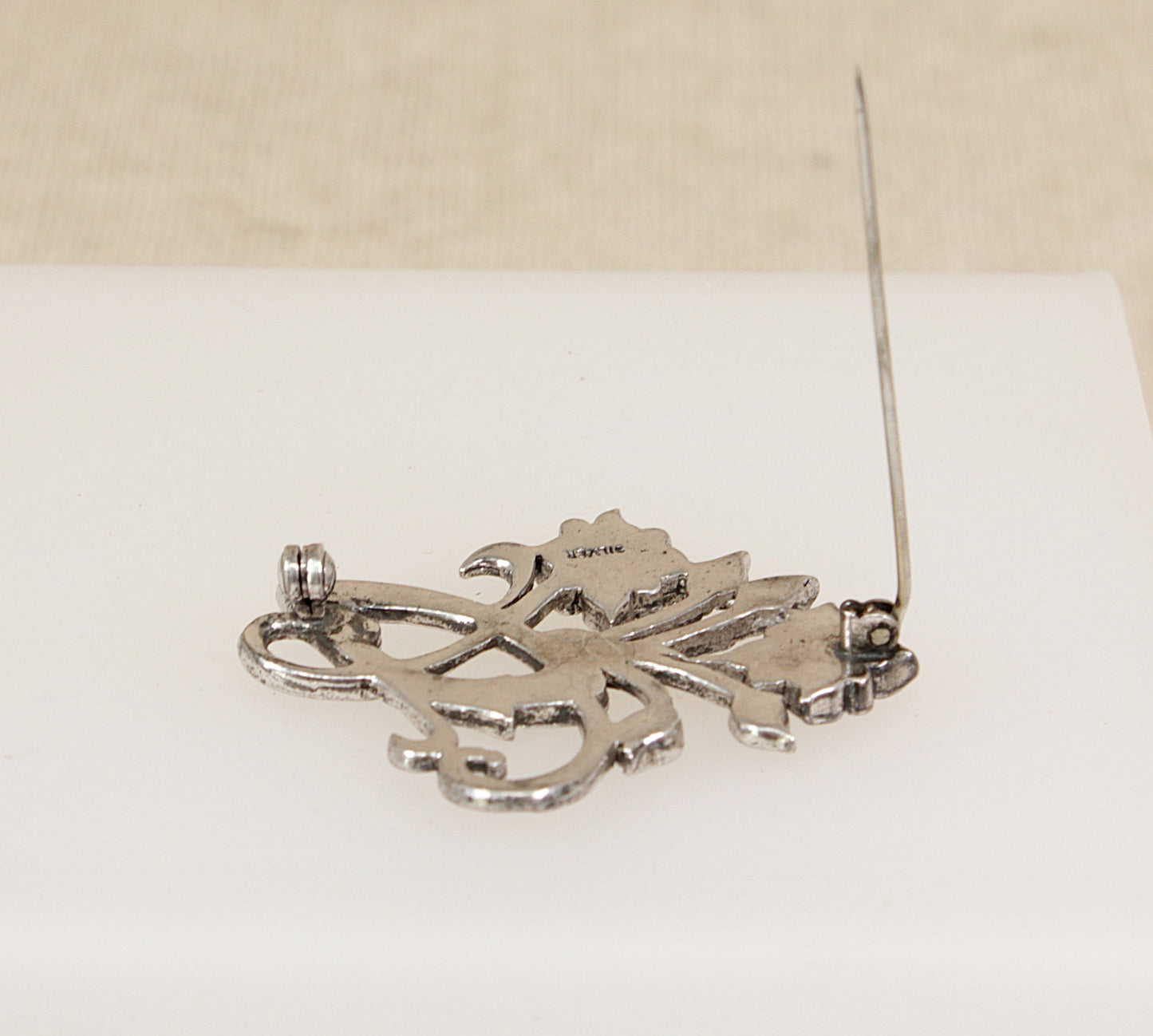 Bold Silver Marcasite ‘Whiplash’ Brooch