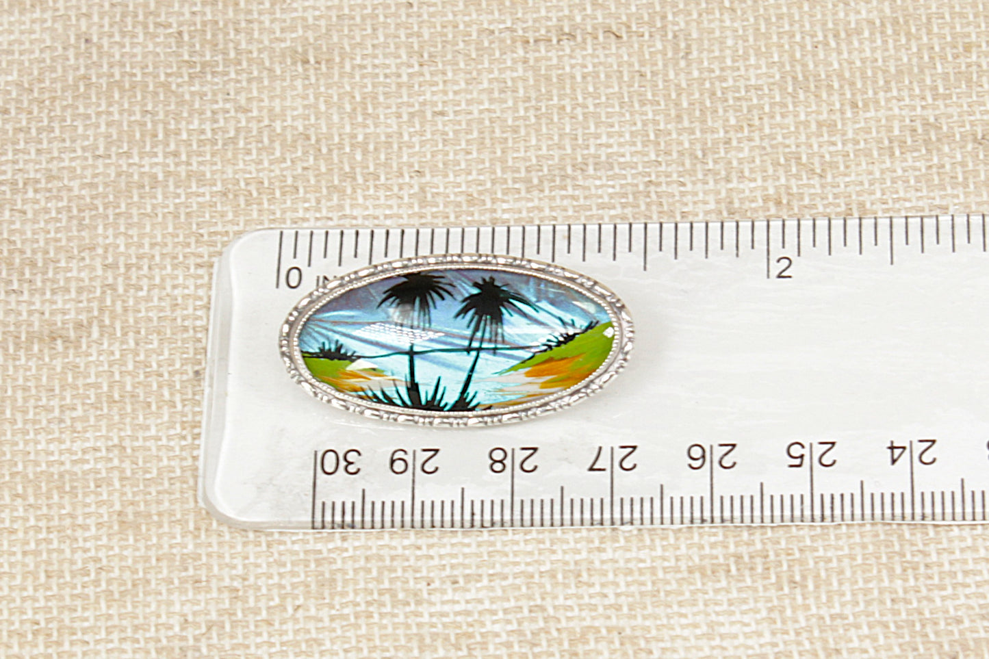 Art Deco Silver ‘Desert Island’ Scene Brooch by T.L. Mott