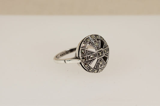 Art Deco Silver Marcasite Ring