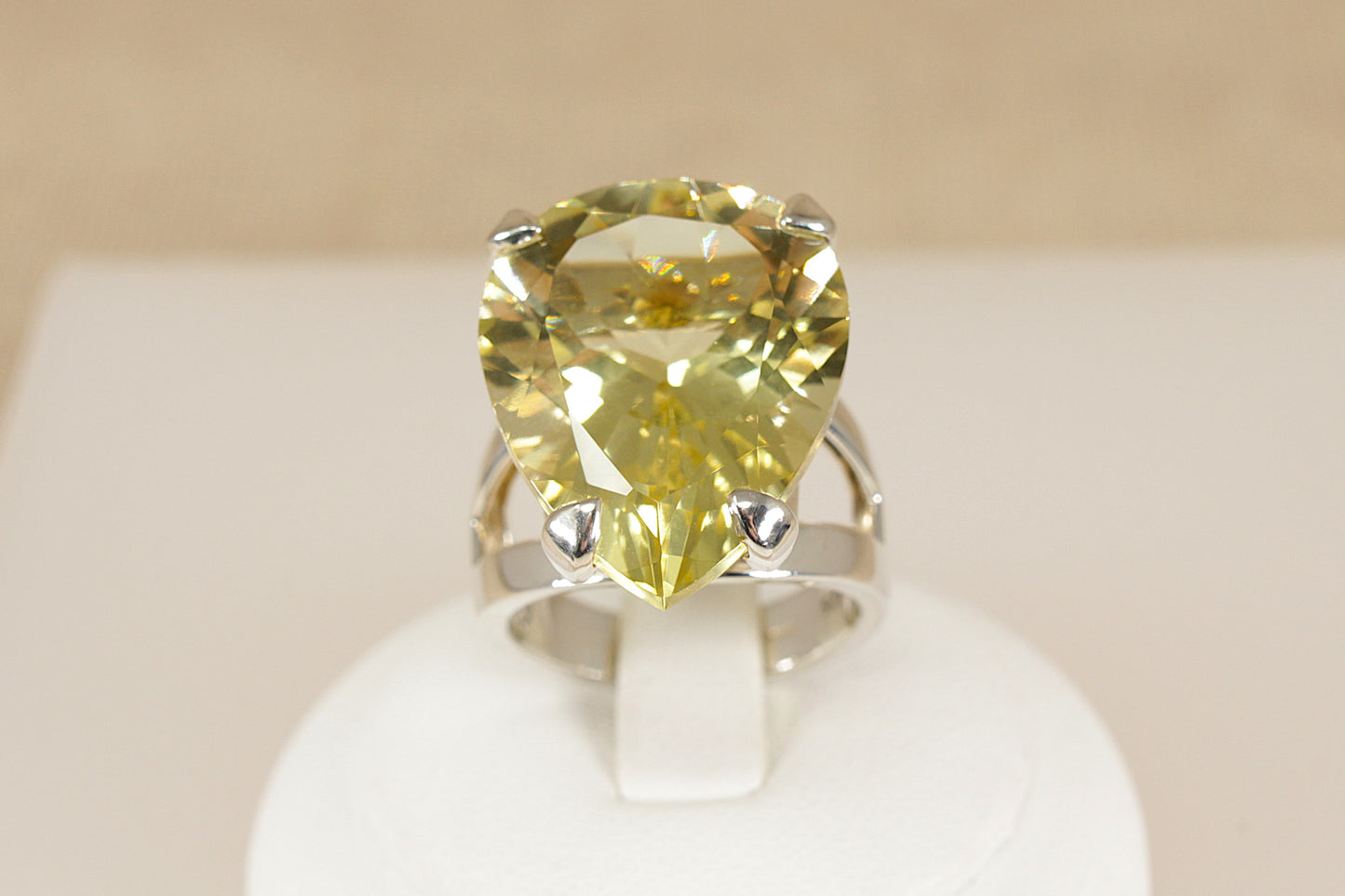 Silver Lemon Citrine Statement Ring