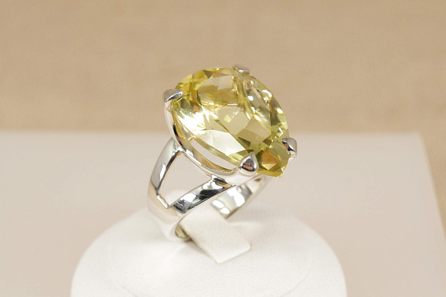 Silver Lemon Citrine Statement Ring