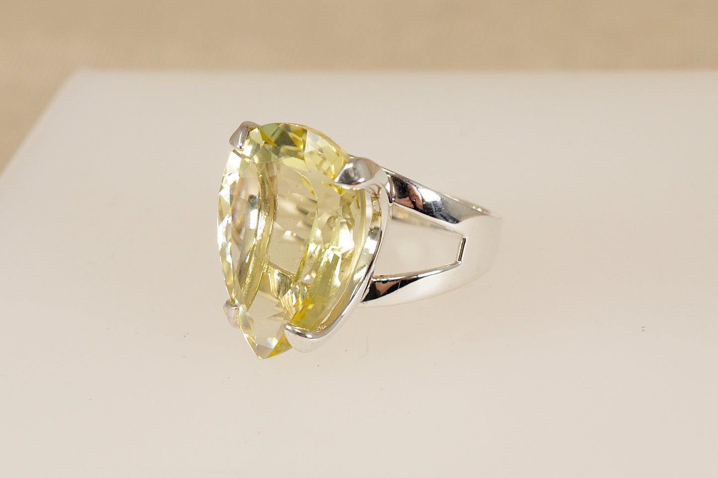 Silver Lemon Citrine Statement Ring