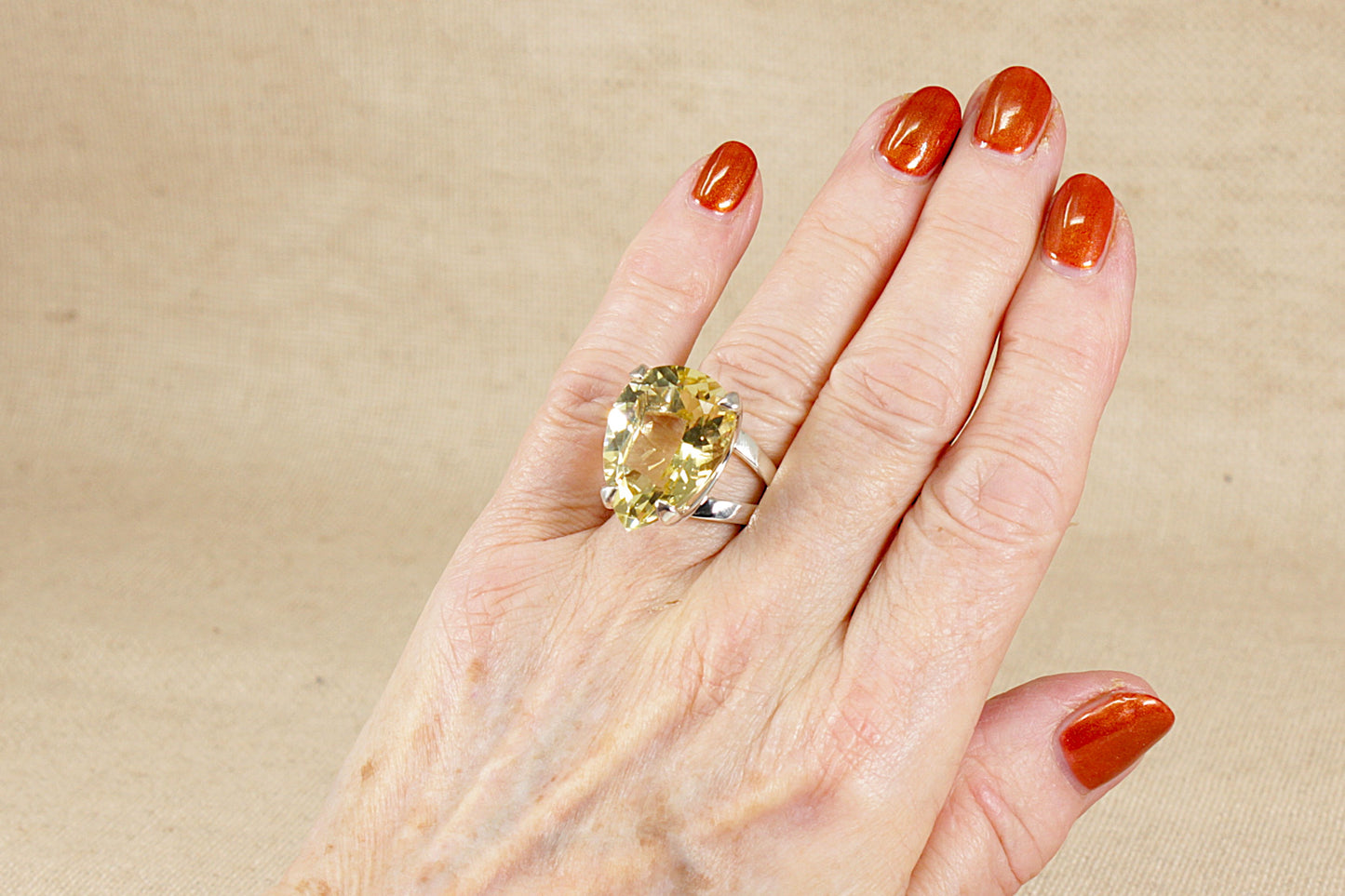 Silver Lemon Citrine Statement Ring