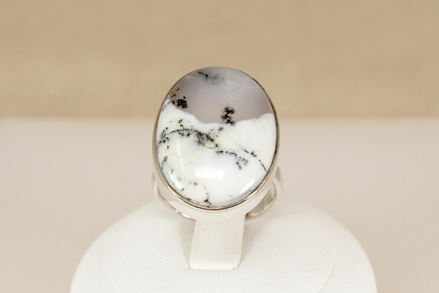 Sterling Silver Moss Agate Statement Ring