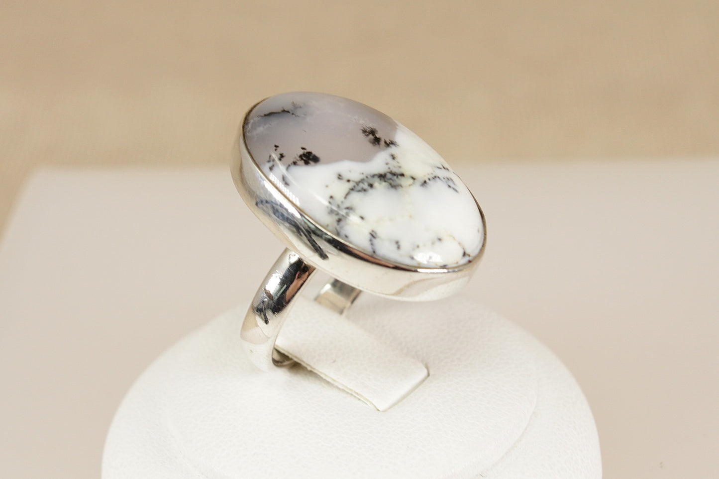 Sterling Silver Moss Agate Statement Ring