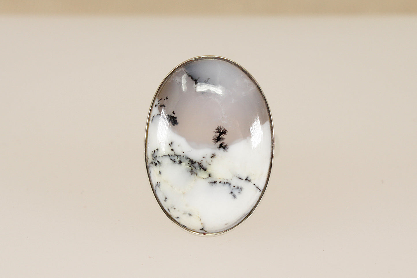 Sterling Silver Moss Agate Statement Ring