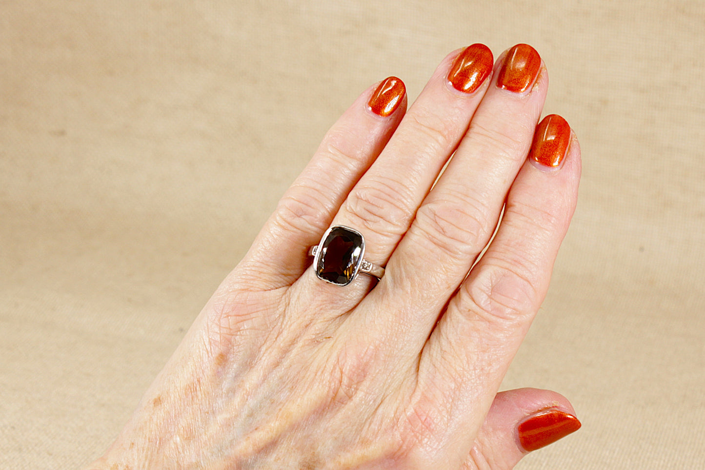 Silver Smokey Quartz Ring