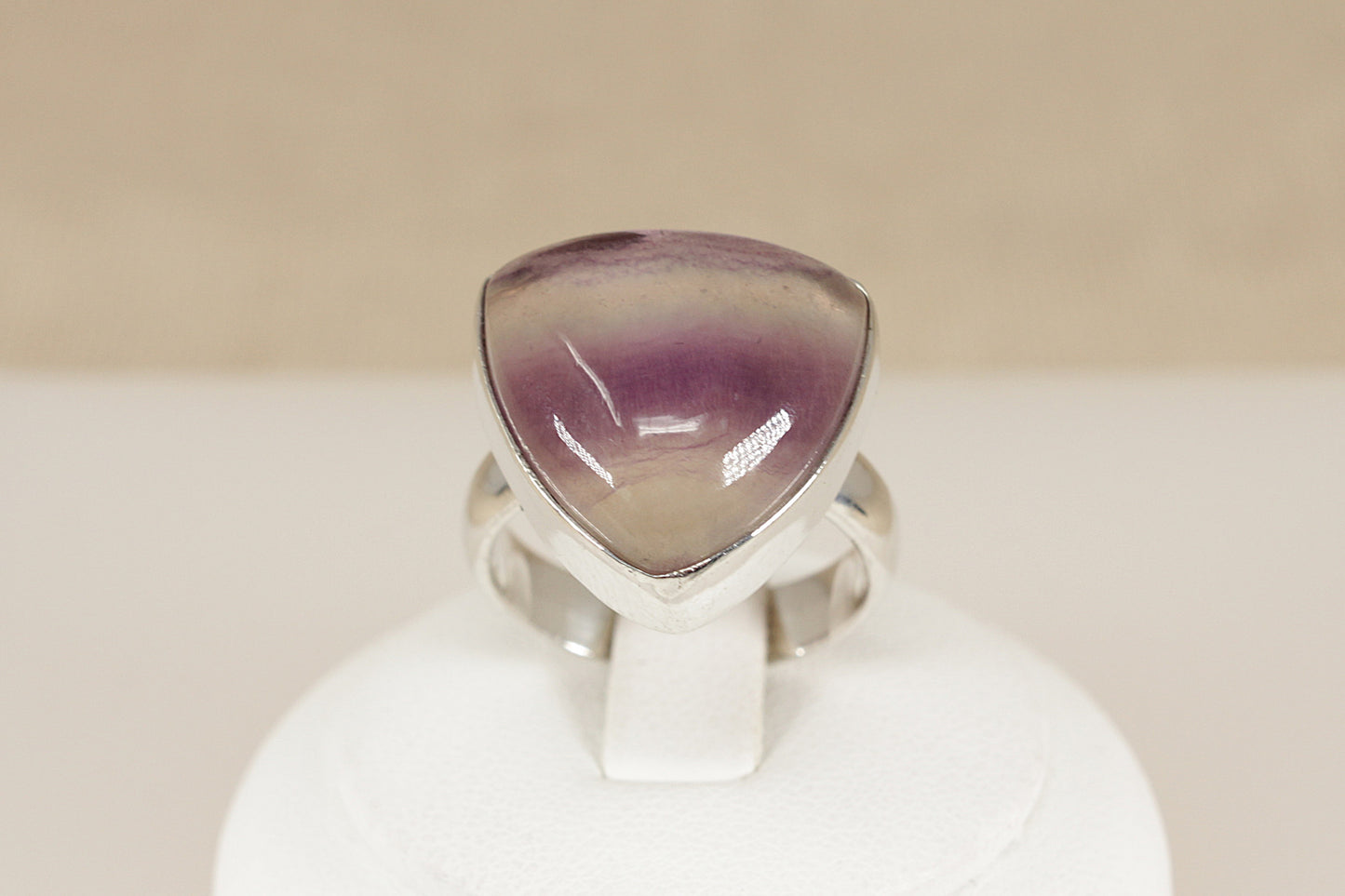 Silver Cabochon Fluorite Statement Ring