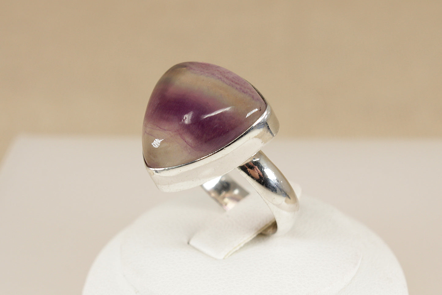 Silver Cabochon Fluorite Statement Ring