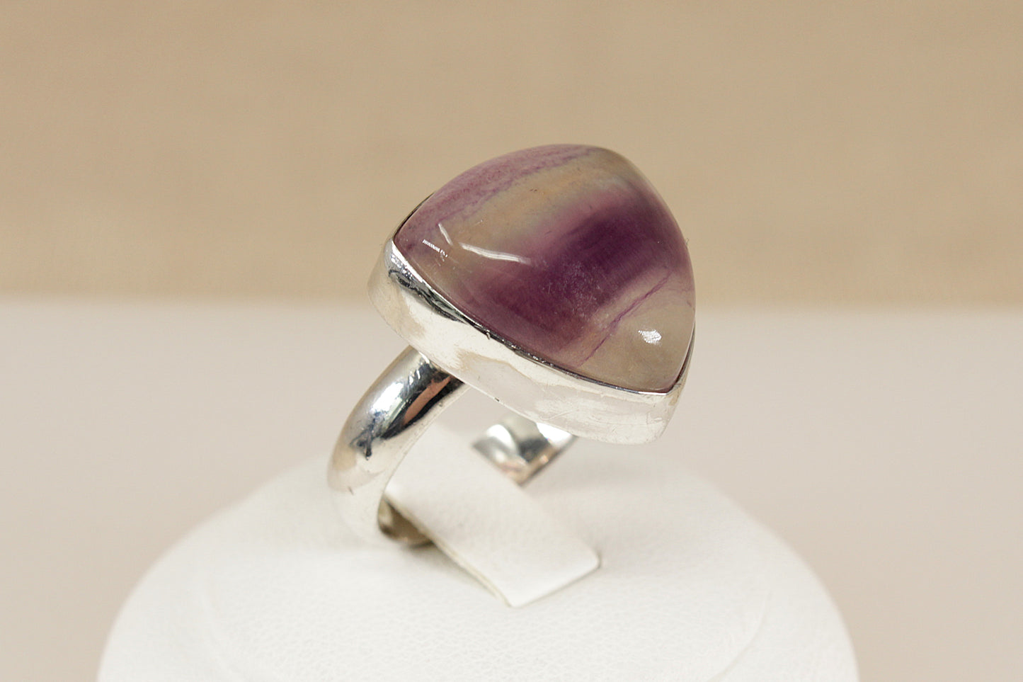Silver Cabochon Fluorite Statement Ring