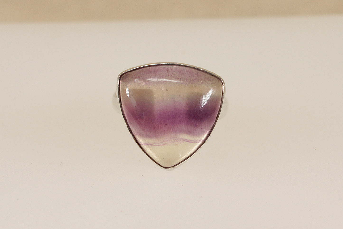Silver Cabochon Fluorite Statement Ring