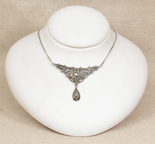 Beautiful Art Deco Silver & Marcasite Necklet Necklace