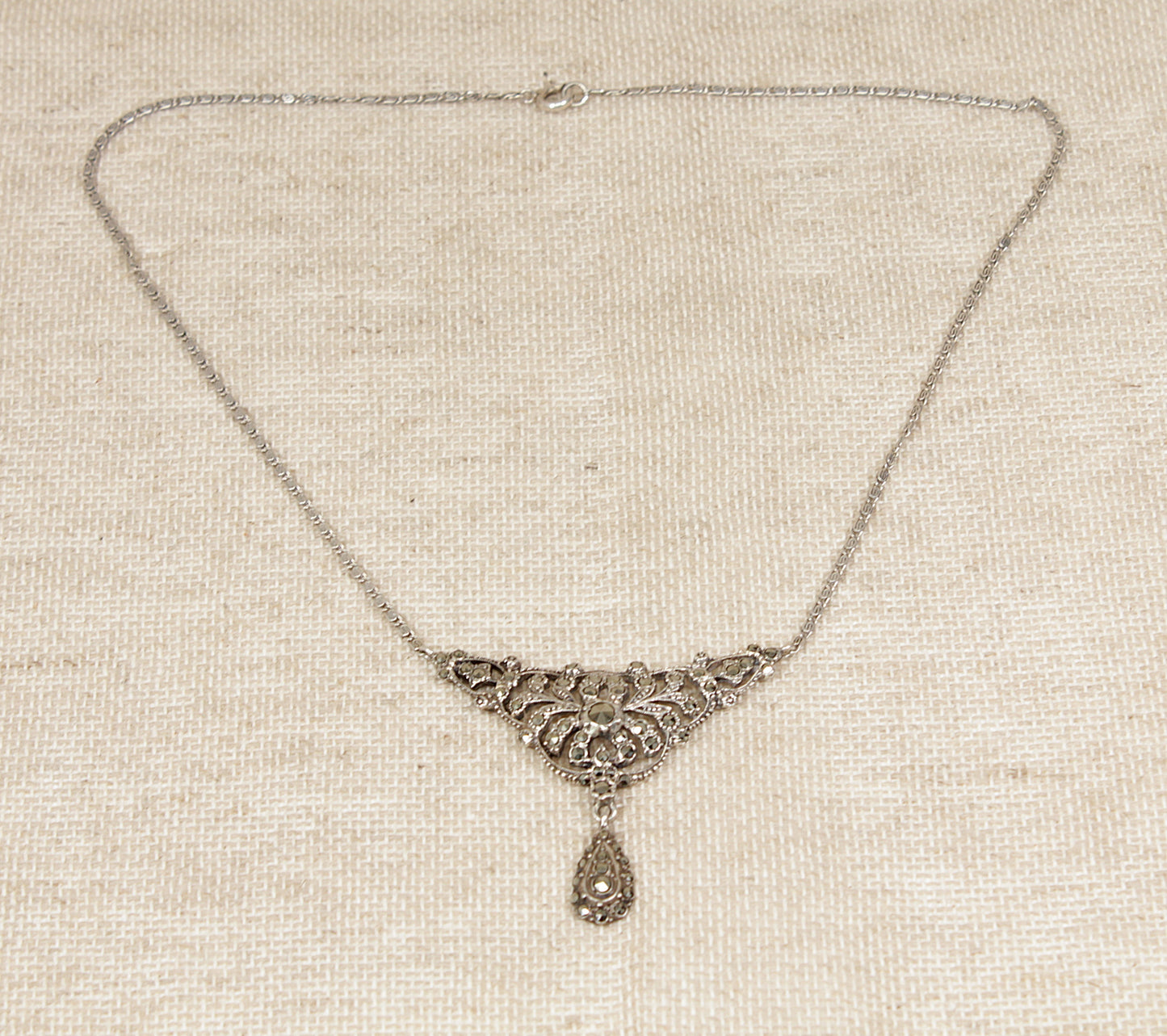 Beautiful Art Deco Silver & Marcasite Necklet Necklace