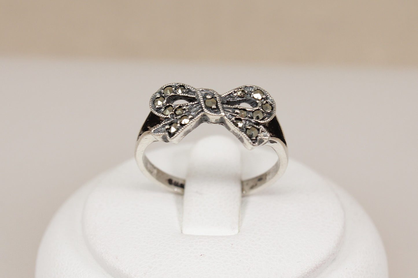 Art Deco Silver & Marcasite Bow Ring