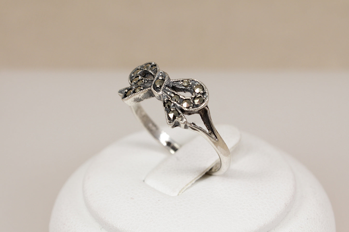 Art Deco Silver & Marcasite Bow Ring
