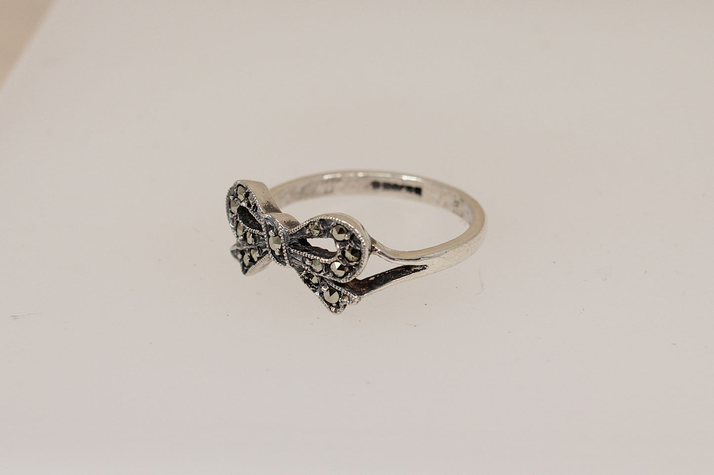 Art Deco Silver & Marcasite Bow Ring