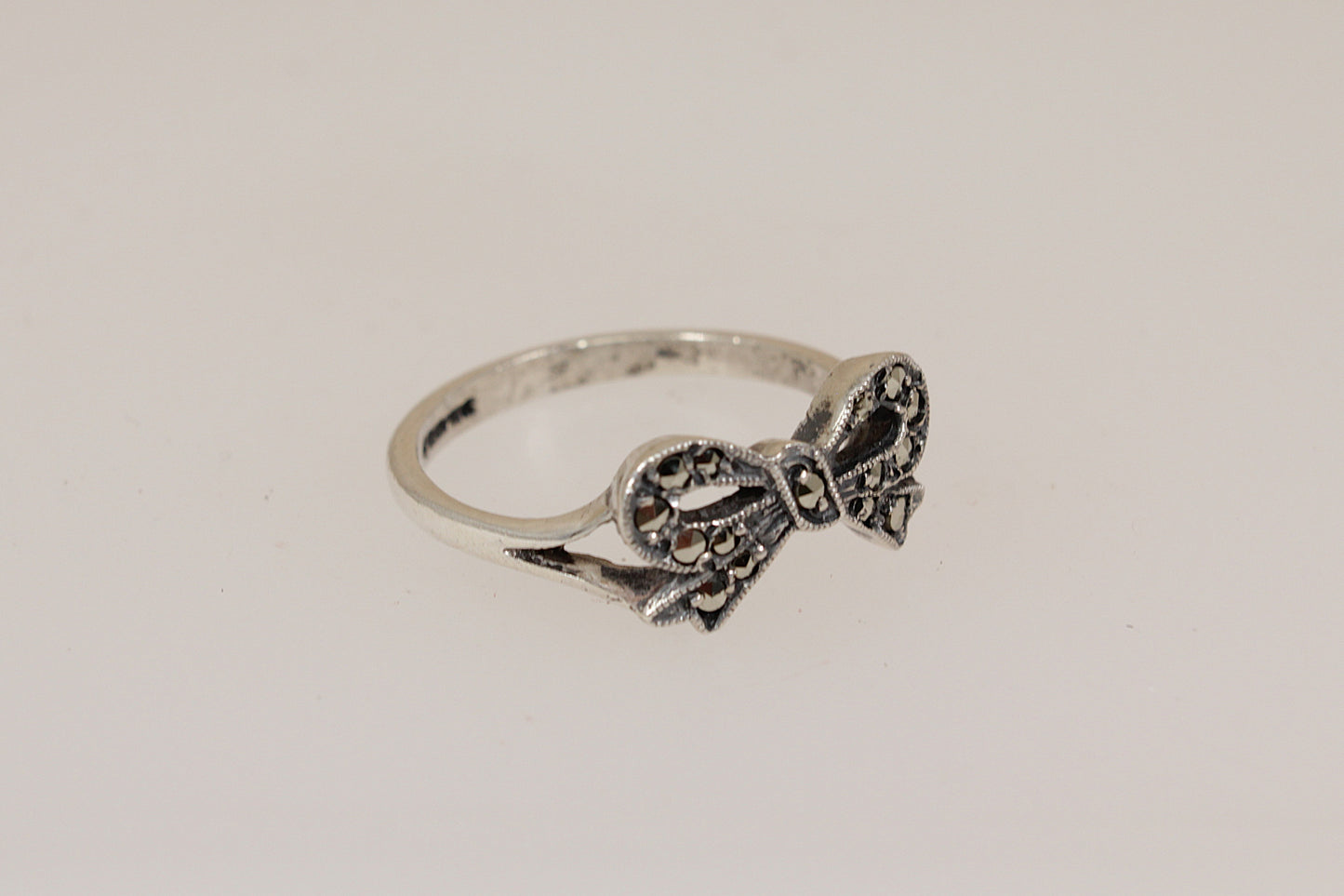 Art Deco Silver & Marcasite Bow Ring