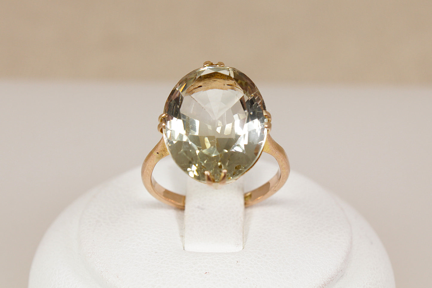 Vintage 9ct Gold Lemon Citrine Solitaire Ring