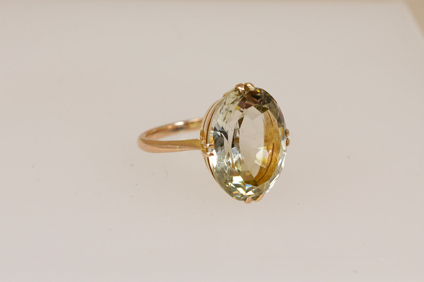 Vintage 9ct Gold Lemon Citrine Solitaire Ring