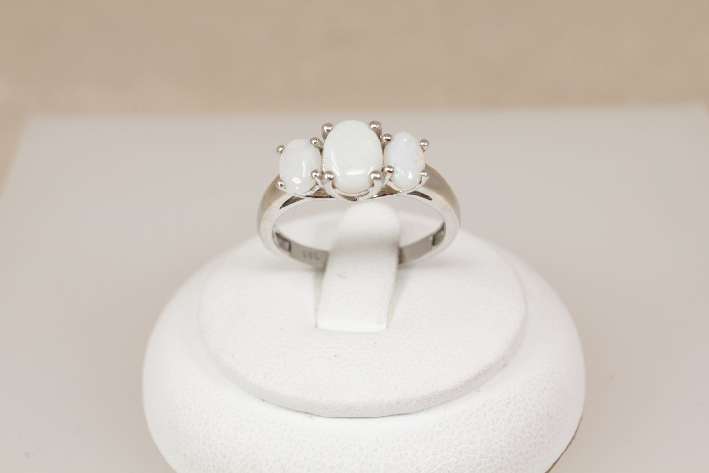 Silver Fire Opal Trilogy Ring