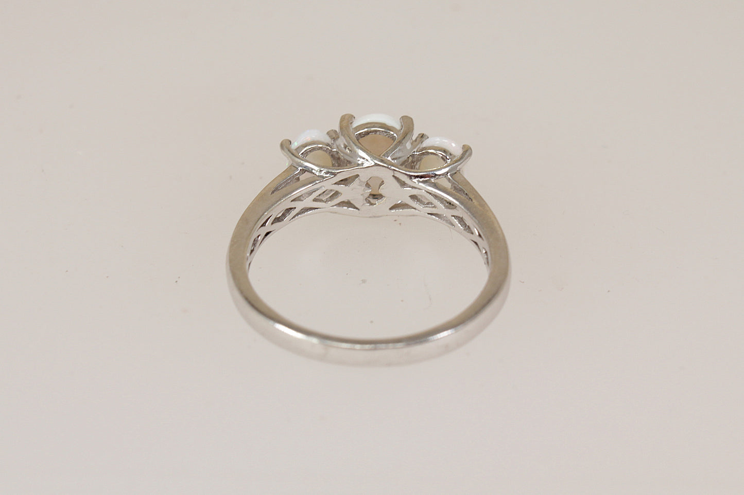 Silver Fire Opal Trilogy Ring