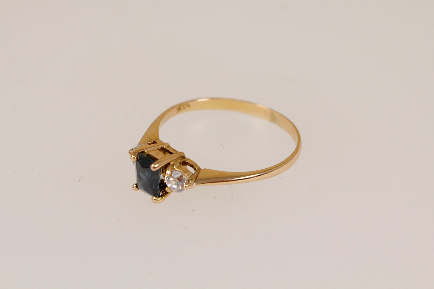 14ct Gold Sapphire & CZ Trilogy Ring