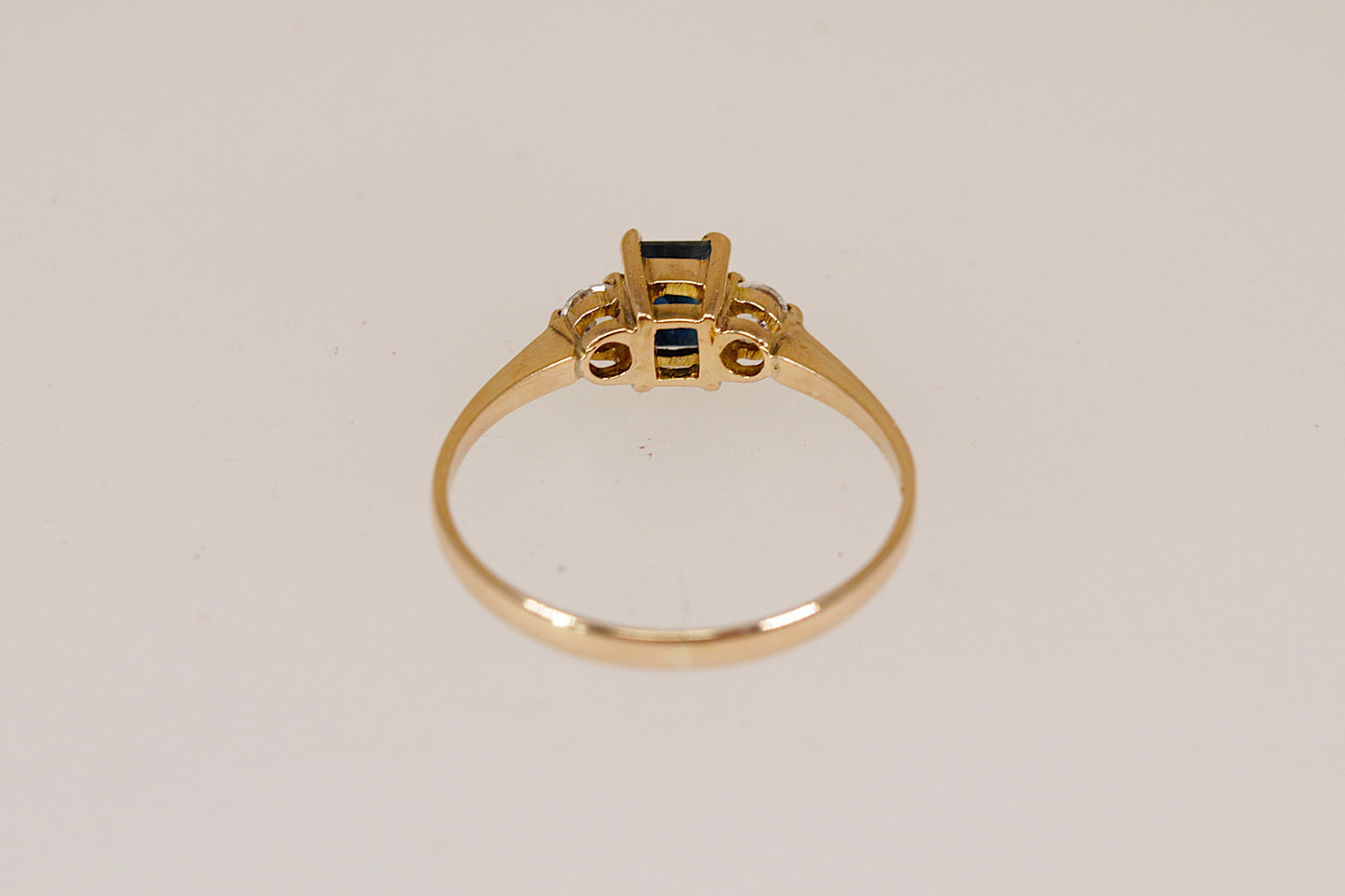 14ct Gold Sapphire & CZ Trilogy Ring