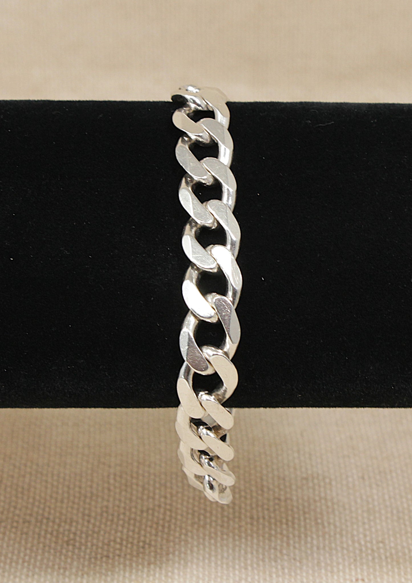 Silver Flat Curb Link Bracelet - 8"