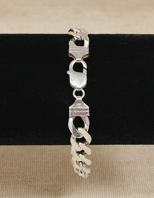 Silver Flat Curb Link Bracelet