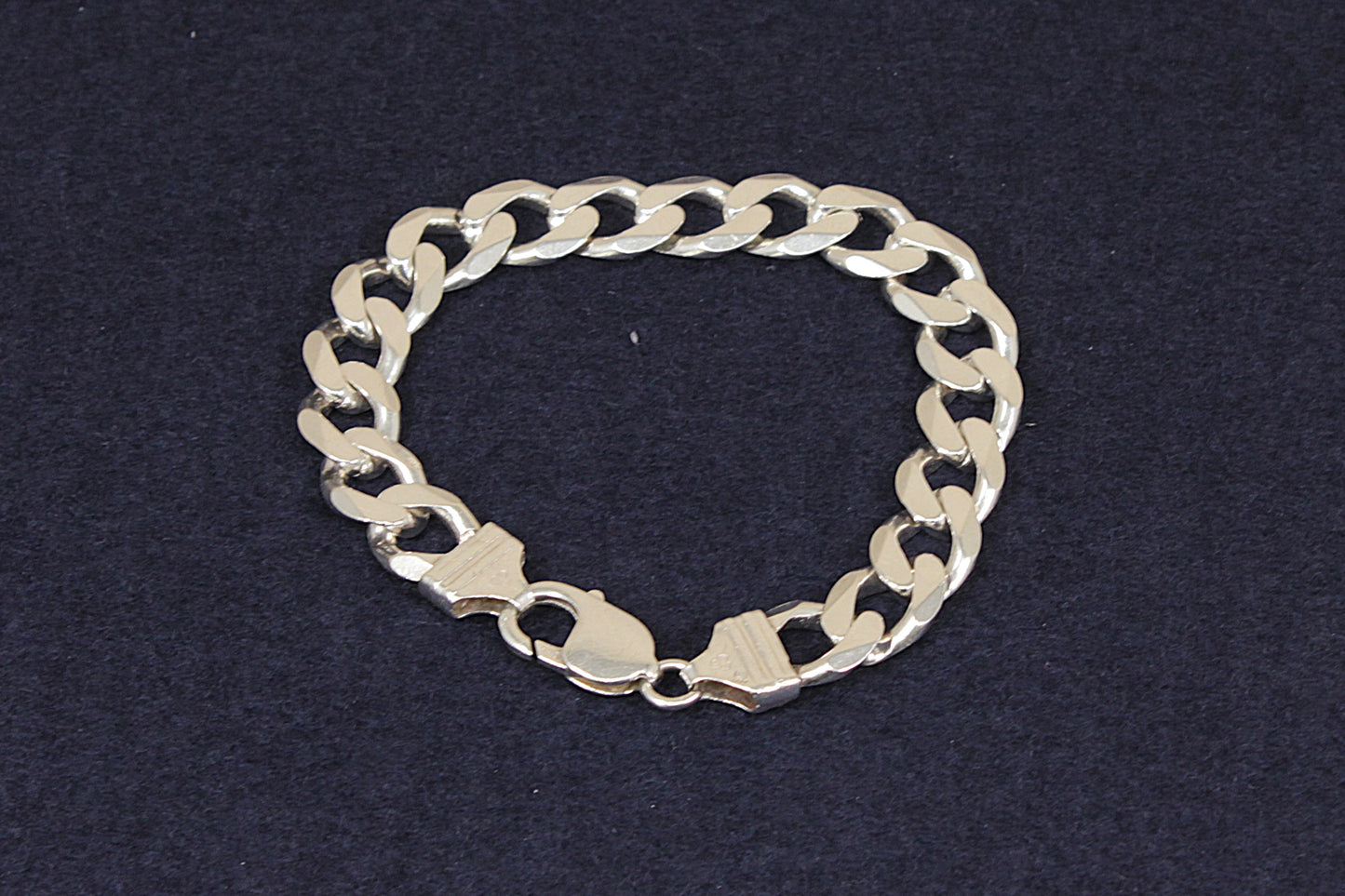 Silver Flat Curb Link Bracelet - 8"