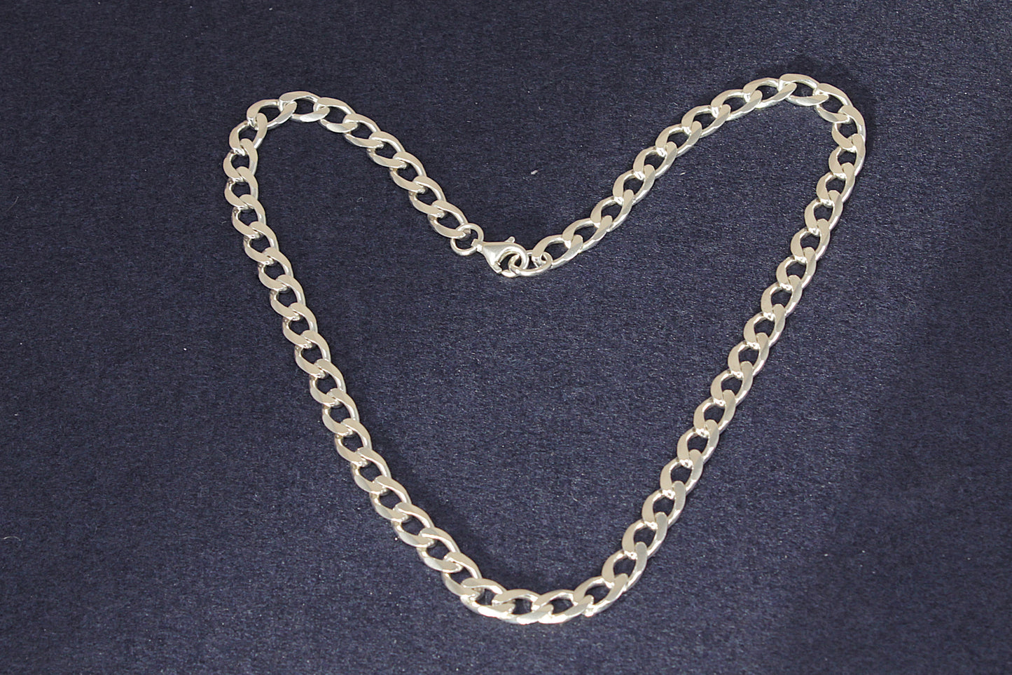 Silver Chunky Flat Curb Link Necklace Chain