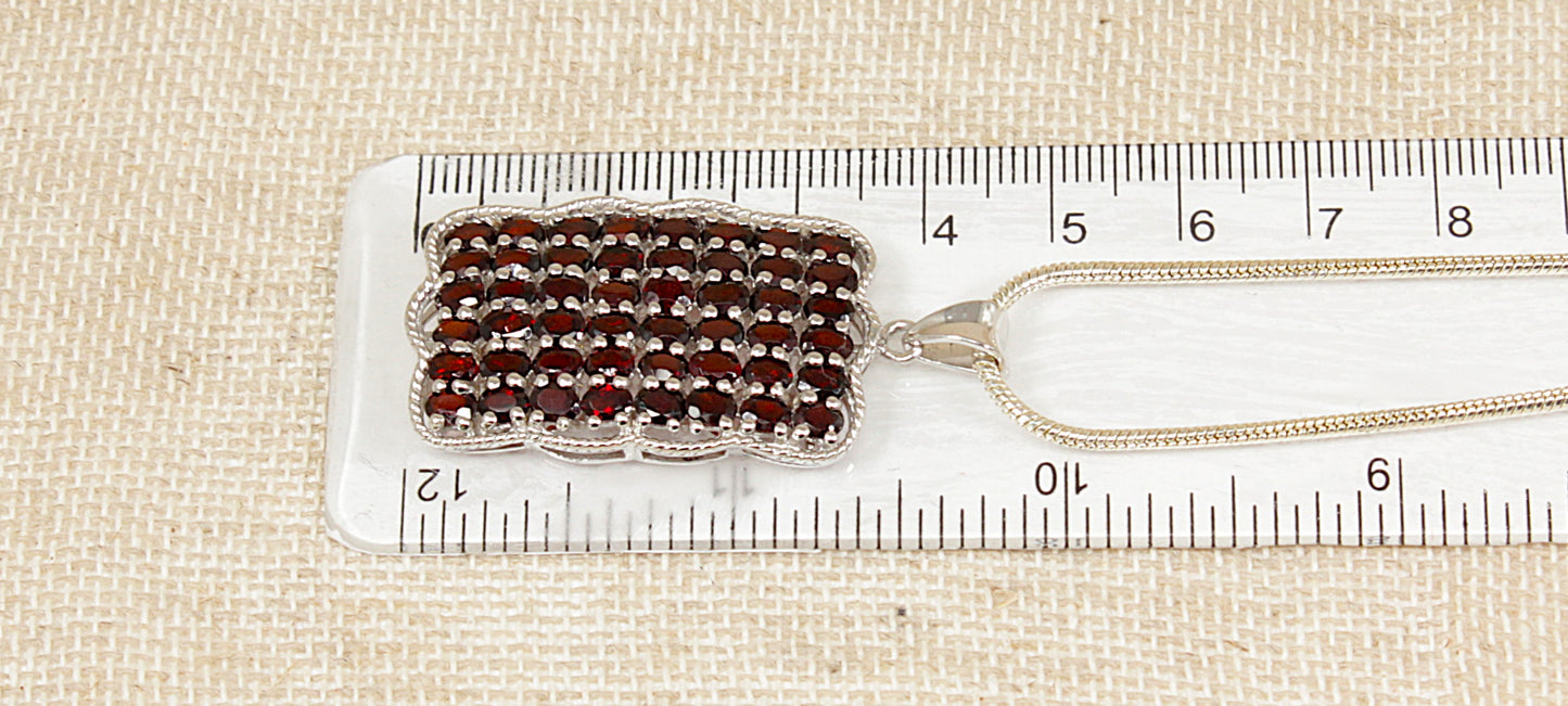 Silver & Garnet Statement Pendant Necklace