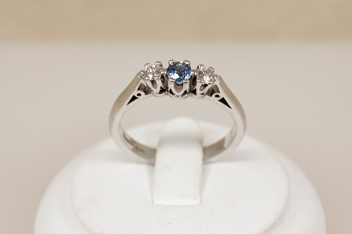Classic 18ct White Gold Sapphire & Diamond Trilogy Ring