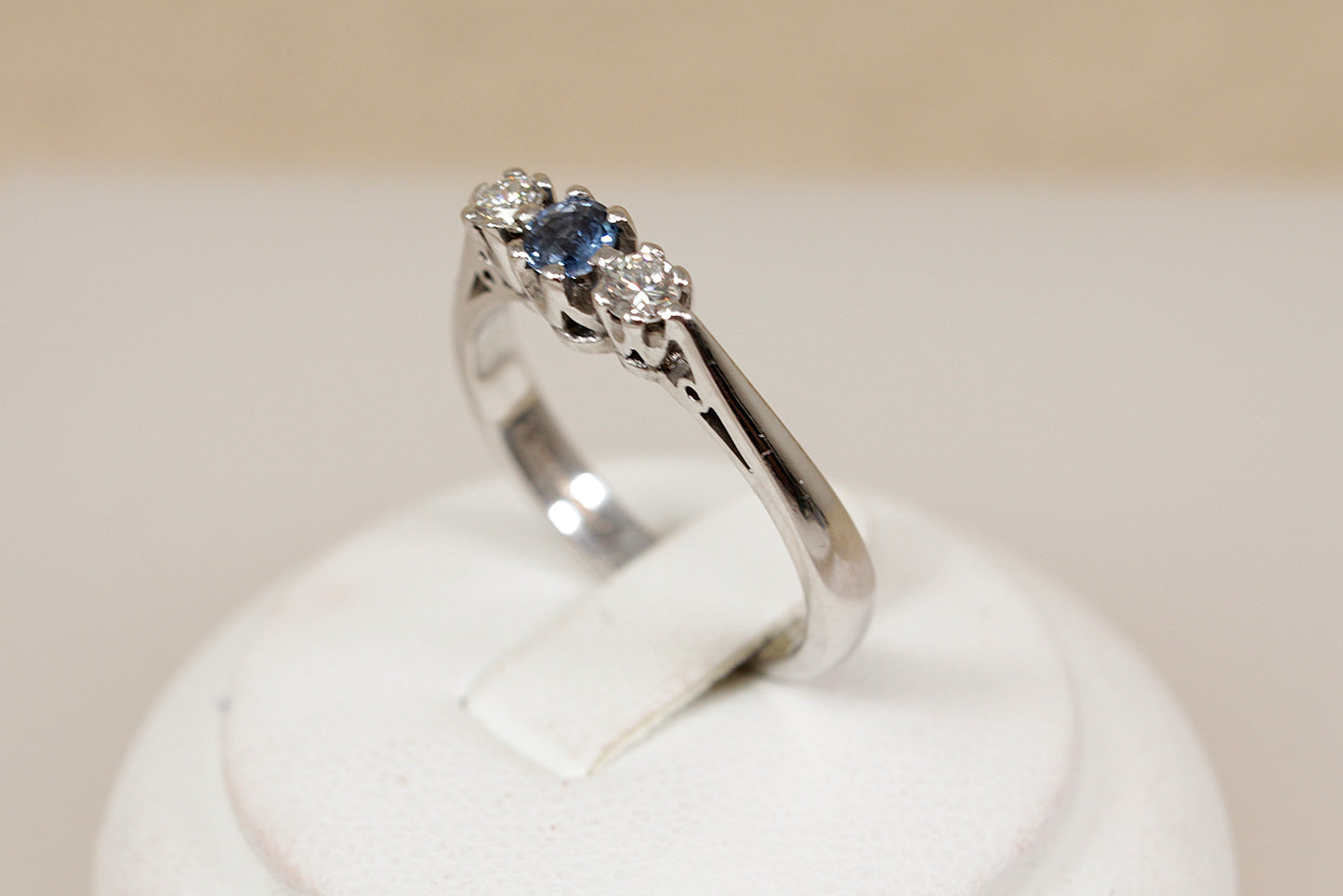 Classic 18ct White Gold Sapphire & Diamond Trilogy Ring