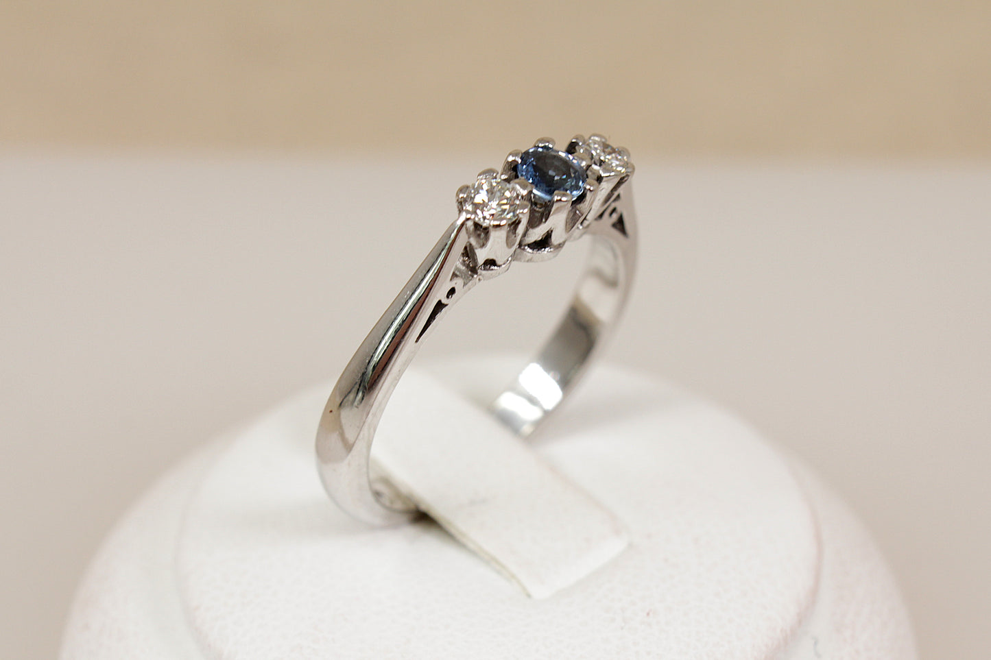 Classic 18ct White Gold Sapphire & Diamond Trilogy Ring